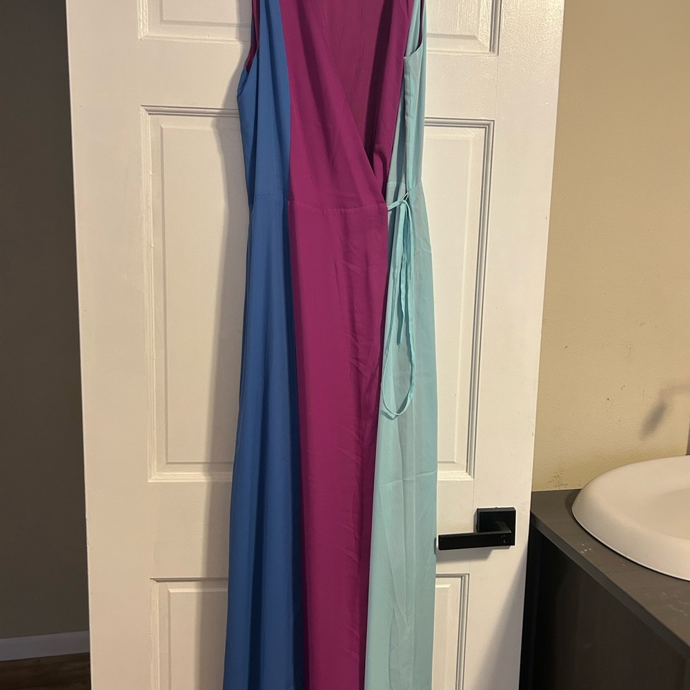 Vici Colorblock Wrap Maxi Dress